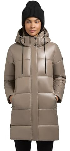 khujo dam quiltad kappa vinter kort kappa med avtagbar huva Jadet2-YM XS-XXL, Champagne beige, XXL