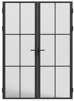 Vente-unique SEROTO - Bloque de puerta doble de aluminio y vidrio esmerilado, 2 x 204 x 93 cm, color negro