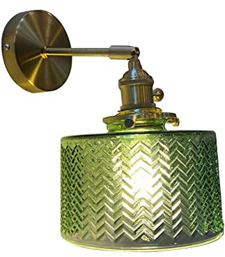 Moderna lámpara de pared de cristal verde con interruptor basculante E27, lámpara de cabeza única para dormitorio, sala de estar, cocina, pantalla de cristal creativa, estilo Edison, decoración de