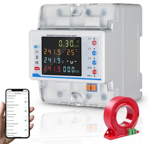 SiRyder Compteur Electrique Wifi Smart Life, 380V 100A Compteur Intelligent Triphasé 4P Wifi Tuya Smart Protection Contre Les Surcharges Avec Protection Contre Les Surintensités Du Transformateur