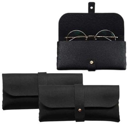 BIRLOZA Étui à lunettes souple - Noir, 18 cm x 9 cm, Magnétique, Simili Cuir, Unisex, Adulte