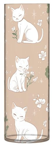ZRWLUCKY Elegante vaso da fiori bianco con gattini e piante in plastica, 30 x 9 cm, vaso da fiori trasparente, decorazione per sala da pranzo, ingresso e biblioteca