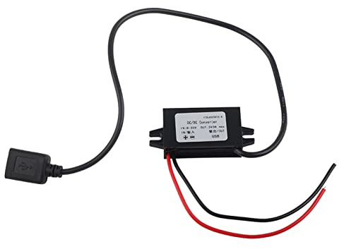 Haosie 12V/24V to 5V 3A Converter, 1PC 12V/24V to USB 5V Adapter, DC-DC Steps Down Converter Regulator with Cable Wires