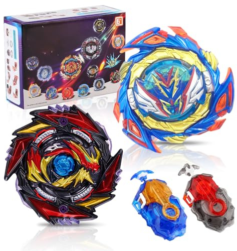 Coffret Bey Burst Turbo Blade, Afenau 2-en-1 4D Metal Fusion, Toupie de Combat Gyro Burst avec 2 toupies et Un Lanceur, Toupie Bey idéale pour Noël et Les Anniversaires