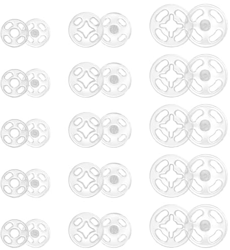 LXUEJIE 36 Sets Plastic Sew-on Snap Buttons, Invisible Sew on Press Buttons