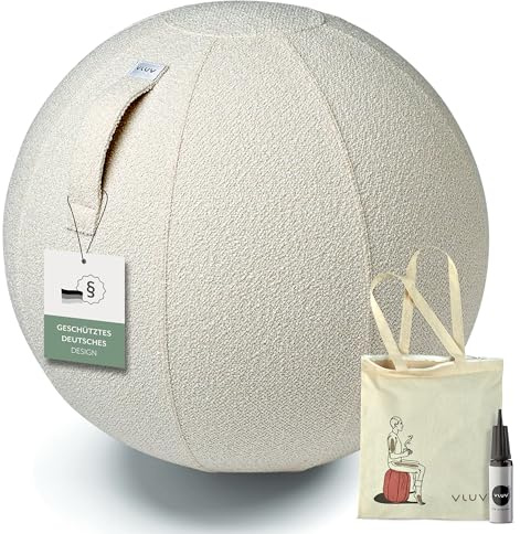 VLUV BOL Diva Ergonomic Office Seat Ball, Breathable with Carry Handle and Roll Protection, Washable Fabric Cover, Pregnancy Ball, Gymnastics Ball, Pregnancy Sitting Ball, 65 cm