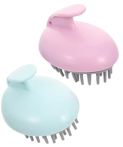 EPIGEIST 2 pièces Brosse Shampooing Massante avec Poignée Massage Chevelu pour Stimulation Circulation Sanguine Adaptée à Types de Cheveux Portable et Facile à Utiliser Couleur Aléatoire
