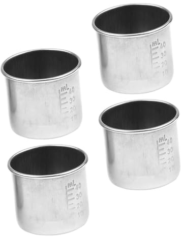 SEWACC Set 4 Pezzi Misurini Multifunzionali per Medicinali in Acciaio 304 da 40 Ml Bicchieri Graduati Portatili Resistenti alla Corrosione per Uso Domestico e Laboratorio