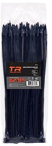 TR Industrial Multi-Purpose UV Resistant Black Cable Ties, 12 inches, 100 Pack