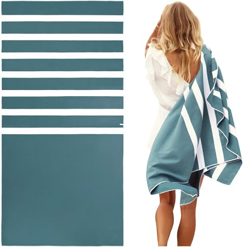 SummerSand Toalla de Playa Grande de Microfibra - De Secado Rápido y Sin Arena - Ideal como Toalla de Baño, Toalla de Viaje y Toalla de Sauna - Bolsa de Viaje Incluida – (160x80cm – Verde)