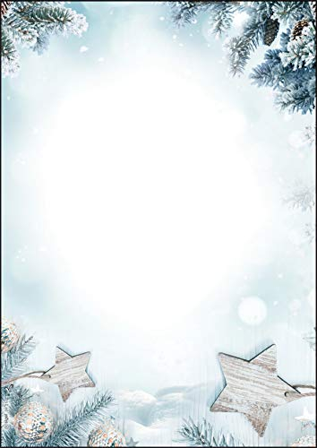 SIGEL DP312 Weihnachts-Briefpapier Snow Star, blau, A4, 25 Blatt, weihnachtliches Motiv, aus nachhaltigem Papier für Weihnachtspost, Angebote, Einladung, Menükarte
