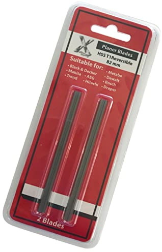 Xcalibur Tooling 82mm (3.1/4) Cuchillas de cepilladora compatible con Black & Decker, Bosch, DeWalt, Trend y Elu cepilladoras HSS Reversible