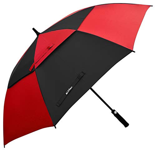 ACEIken Golf Umbrella Windproof Large 62/68 Inch, Double Canopy Vented, Automatic Open, Extra Large Oversized,Sun Protection Ultra Rain & Wind Resistant Stick Umbrellas (Black/Red, 68 inch)
