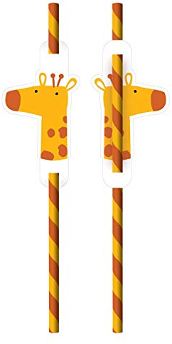 Amscan 9909358 - Cannucce Get Wild, 8 pezzi, 19,7 cm, in carta, cannucce