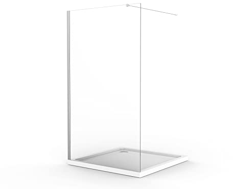 Box Doccia Walk-In 140cm Altezza 200cm Vetro Temperato Trasparente da 8mm con Trattamento Anticalcare