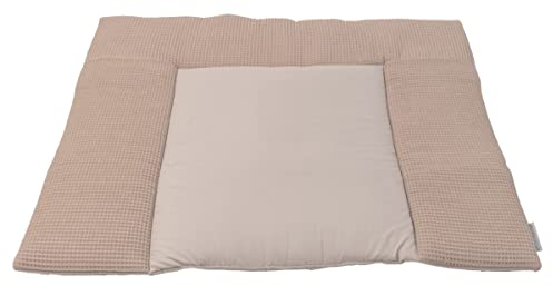 ULLENBOOM ® Wickelauflage 85x75 cm Waffelpiqué Sand (Made in EU) - Wickelunterlage Waschbar und für Unterwegs geeignet, Bezug: 100% OEKO TEX Baumwolle, Wickeltischauflage 75x85