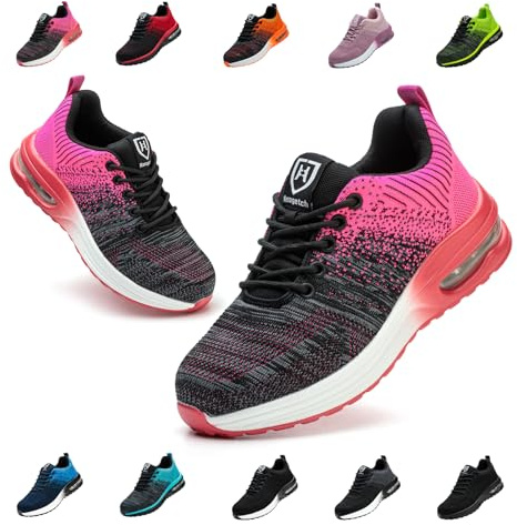 Scarpe Antinfortunistiche Uomo Donna Leggere e Comode Scarpe da Lavoro con Punta in Acciaio Sportive Scarpe da Cantiere Antiscivolo Traspiranti Rosa EU 36