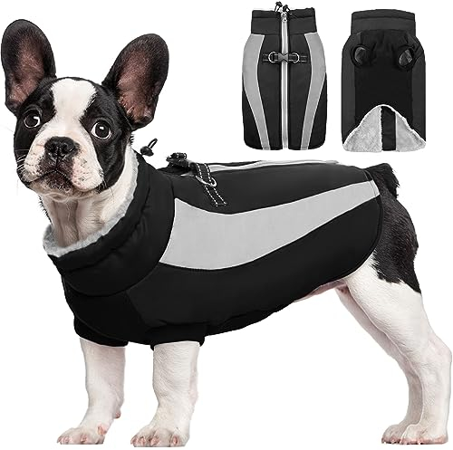 Kuoser Extras Wärme Hundemantel - Winddicht, Reflektierend, Wasserdicht für Große Hunde - Moden Wintermantel für Hunde in Schwarz XS