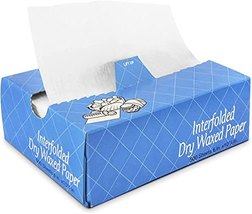 1000 Pcs Bakery Pick Up Tissues - Pre Cut Interfolded Wrap Dry Wax Paper Sheets with Dispenser Box - Grease Resistant Wax Deli Paper Sheets, 6 x 10.75 Inch