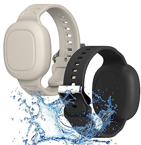 Silicone Case for Tile Mate Waterproof, Kids Wristband Holder, Adjustable Hidden Bracelet for Kids/teen/Elderly (Black+Oatmeal)