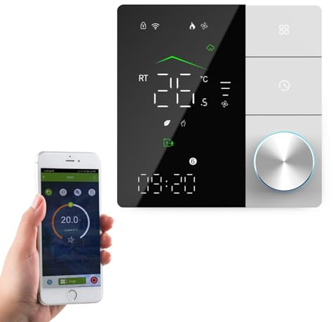 Qiumi El Control Remoto del termostato Inteligente de Perilla WiFi para calefacción de calderas de Gas es Compatible con la página Principal de Alexa Google y Tiene Contacto seco.