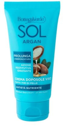 Bottega Verde - SOL Argan, Crema Viso Doposole, 50 ml, Antietà Nutriente, Prolunga l’Abbronzatura, Idrata e Dona Sollievo, con Olio di Argan e Collagene Vegetale, Per Tutti i Tipi di Pelle