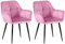 CLP 2er Set Esszimmerstuhl Emia Mit Samtbezug I Polsterstuhl Mit Robustem Metallgestell I Küchenstuhl Mit Armlehnen, Farbe:rosa