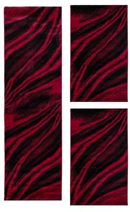 Carpetsale24 Bettumrandung Schlafzimmer 3 teilig Kurzflor Teppich Rot Bettvorleger Schlafzimmer Bettset: 2 St. 80x150 cm | 1 St. 80x300 cm - Flauschiger Teppich Läuferset Weich Moderne Design