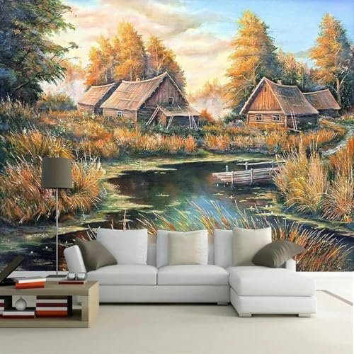 MIXUEXUNLU Photo Wallpaper Idyllic Rural Landscape Oil Painting Mural Living Room TV Background Wall Decoration