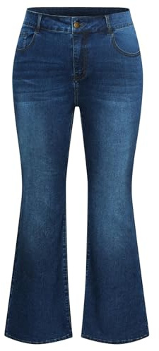 Hanna Nikole Pantalones Vaqueros Bootcut de Gran Talla para Mujer de Cintura Alta Bell Bottom Elásticos Vaqueros Bootcut Elásticos, Mezclilla Azul, 48 Grande