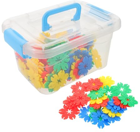 Vaguelly Set di Giocattoli da Costruzione 70 Elementi in Plastica con Scatola di Immagazzinaggio, Design a Forma di Foglia e Fiocco di Neve, Adatto per Bambini in Età Colore Casuale