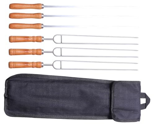 Milisten 1juego Brochetas De Acero Inoxidable Mango Para Asar Al Aire Para Camping y Fiestas De Barbacoa