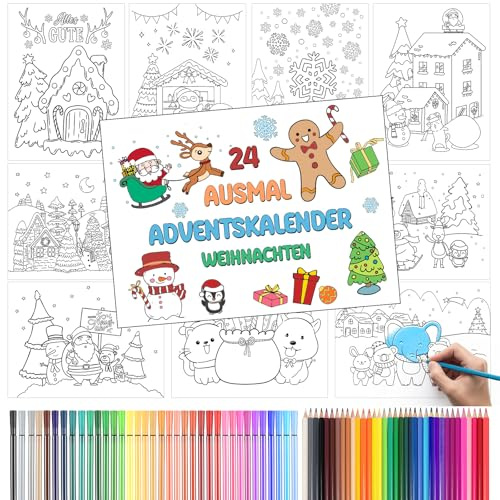 Mitgebsel Weihnachten Kinder Geschenk Malbuch Stifte Malen Filzstifte Mitbringsel Bleistifte Zeichnen Coloring Book Notizblöcke Grundschule Ausmal Malset Mädchen Jungen Erwachsene