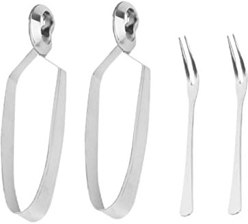 LAPYAPPE 4pièces Pince à Escargots Anti-brûlure Fourchette à Escargots Acier Inoxydable Multifonctionnelle Pratique Pour Fruits De Mer Pain Fromage Et Plus