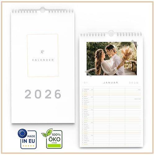 Bastelkalender 2026 [Langes Format mit 3 Spalten] Fotokalender 2026 Zum Selbstgestalten - Kalender Zum Selbstgestalten, DIY Kalender tolle Geschenk Idee für Weihnachten