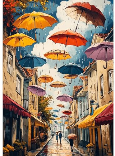 TOSTOG Diamond Painting Kits for Adults Umbrella Street 5D DIY Diamond Art Kit Full Drill Diamond Crystal Rhinestone Arts and Crafts Picture for Home Wall Decor 30x40cm