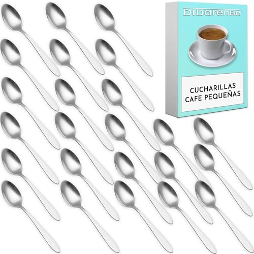 Cucharillas cafe pequeñas de acero inoxidable 12 cm – Resistentes y aptas para lavavajillas – Ideales para café expreso y sobremesa – Uso hogar y hostelería (24 uds)