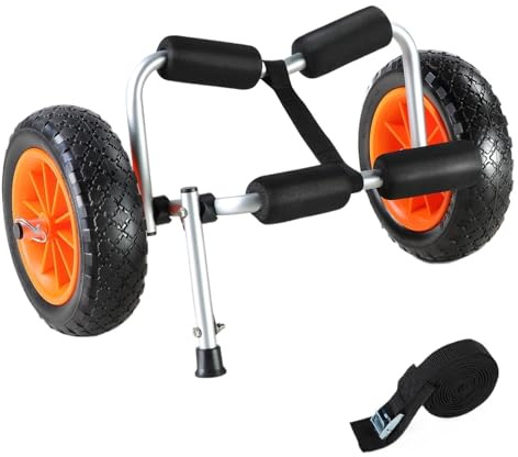 XUCZHAI Chariot de Kayak Pliable 113 kg avec pneus 25 cm et Pieds Support for Planches à pagaie, Tapis flottants Bateaux Jon pour Kayak Canoë
