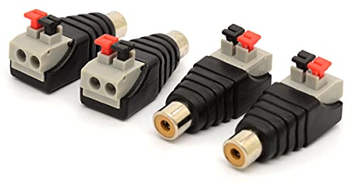 HTGuoji Speaker Phono RCA Female Plug to AV 2 Screw Terminal Audio Video Balun Spring Press Type Adapter DC Power Connector for CCTV