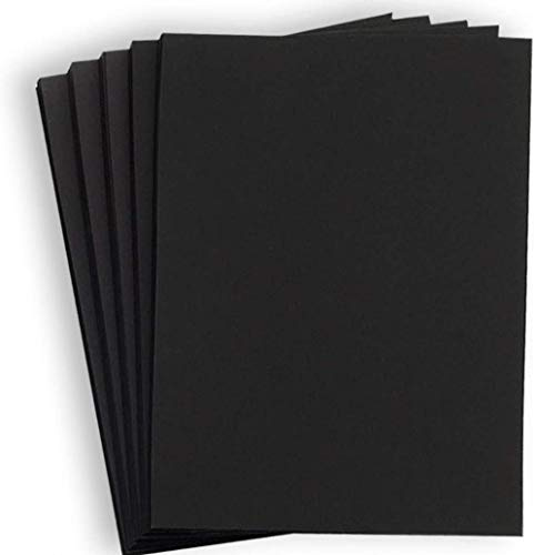 Hamilco Black Colored Cardstock Thick Paper – 8.5 x 11, 80 lb Cover, Black, Scrapbook, Craft & Calligraphy Printable Cardstock, 50 Sheets