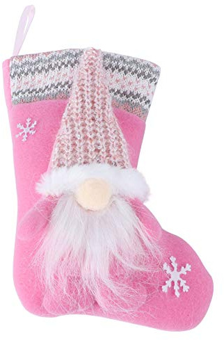 ABOOFAN Pink Christmas Gnome Stocking Christmas Tomte Gnomes Stockings Swedish Santa Stockings for Xmas Tree Decorations Fireplace Hanging Christmas Party Decor Style 1
