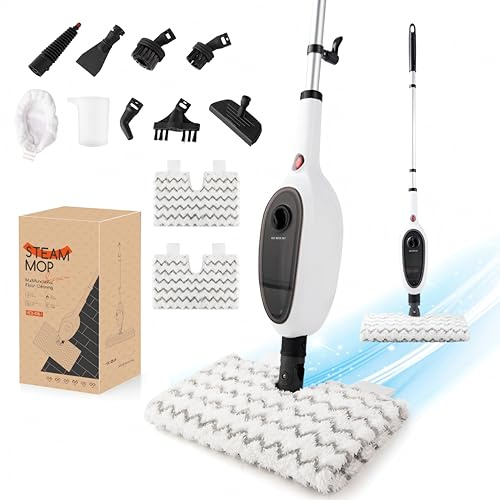 REECOO Steam Mops for Floor Cleaning, Unique Double-Sided Flip Design, 15 Seconds Fast HeatingïŒ10-in-1 Steam Cleaner for Kitchen, Living Room Wood Floor Tile Cleaning