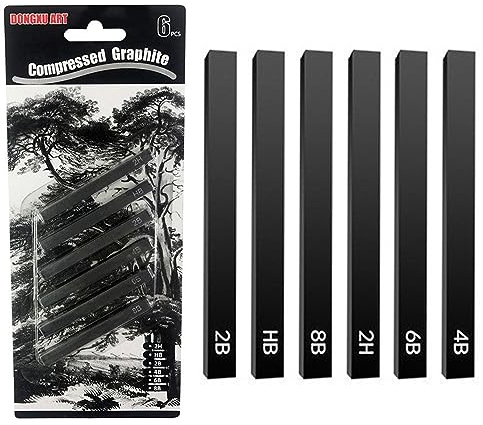 Butyeak Gepresste Zeichenkohle, Pencil Holzkohle-Sticks, Zeichenkohle Set, Charcoal Pencil Kohlestifte Set, Holzkohlestifte zum Zeichnen, komprimiert Graphit, HB, für Schüler, Künstler
