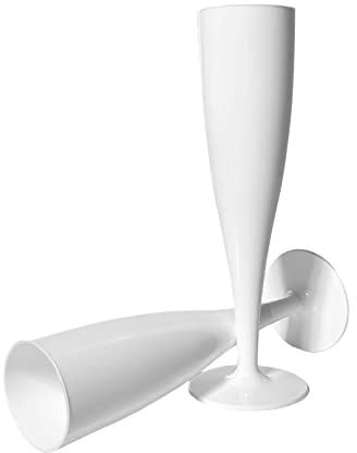 ProductPro 10 x White Plastic Prosecco Flutes 175ml Capacity