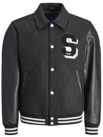 JACK & JONES Jorcarter Varsity Wool Blend Bomber Noos Giacca da College, Nero, M Uomo