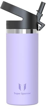 Super Sparrow Trinkflasche Kinder 500ml - Breite Öffnung SwivelSip Thermosflasche - BPA-Frei Thermoskanne, Ergonomisch Trinkflaschen Strohhalm für Sport, Travel, Schule, Outdoor