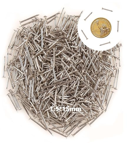 newlng 500pcs Small Nail Round Head Tiny Nails String Art Nails Hand-Made Hardware Accessories Fasteners Mini Nail 1.5mm X 15mm/0.06X0.6(DXL) Silver