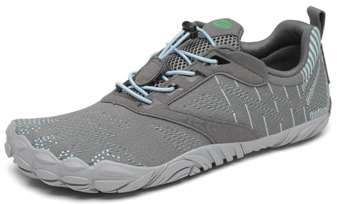 SAGUARO Barfußschuhe Herren Barfussschuhe Damen Barfuss Schuhe Zehenschuhe Outdoor Fitnessschuhe rutschfest Traillaufschuhe Barefoot Shoes mit Zero-Drop Solhe Französisch Grau,Gr.38