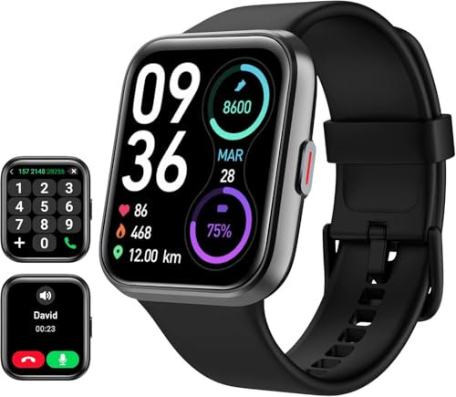 Montre Connectée Homme, 1,85 Femme Smartwatch pour Samsung iPhone Android, Alexa intégrée 3ATM 100+ Modes Sportifs Moniteur de SpO2/Sommeil/Fréquence Cardiaque/Podometre/Calories Noir