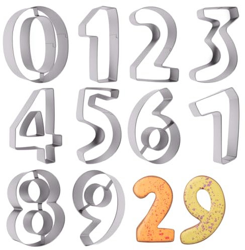 10 Pieces Formina Per Biscotti Numero,Grande Tagliabiscotti 0-9 numeri Formine Per Biscotti, Rilascio Facile, Robusto E Durevole, Per Biscotti, Cucina, Decorazione Torte, Compleanno, Fai Da Te